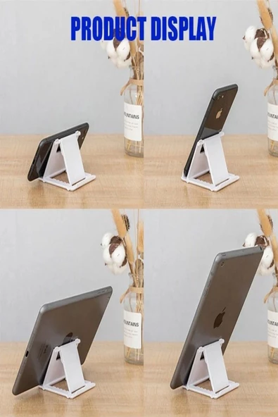 Foldstand Ayarlanabilir Cep Telefonu / Tablet Standı Pratik  Siyah - 6