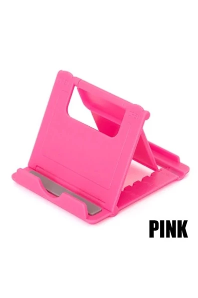 Foldstand Ayarlanabilir Cep Telefonu / Tablet Standı Pratik  Pembe