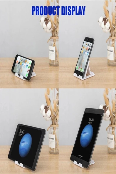 Foldstand Ayarlanabilir Cep Telefonu / Tablet Standı Pratik  Siyah - 5