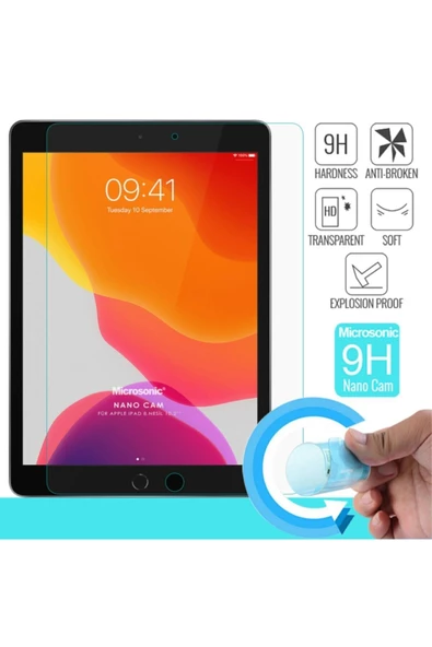 Ipad 8. Nesil 10.2 Inç  Uyumlu Kırılmaz Nano Ekran Koruyucu Kırılmaz Şeffaf Cam Koruyucu Tam Uyumlu
