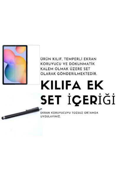Samsung Galaxy Tab A7 Lite Sm-t220 Uyumlu Dönebilen Tablet Kılıfı+ekran Koruyucu+kalem Seti  MOR