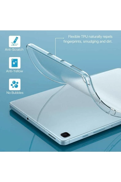 Samsung Galaxy Tab A7 Lite T220 - T225 Uyumlu Şeffaf Transparan Yumuşak Silikon Tablet Kılıfı - 4