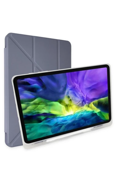 Ipad Air 5 10.9 2022 Uyumlu Kılıf Katlanır Kalemlikli Standlı Uyku Modlu Akıllı Kılıf  Lila - 1