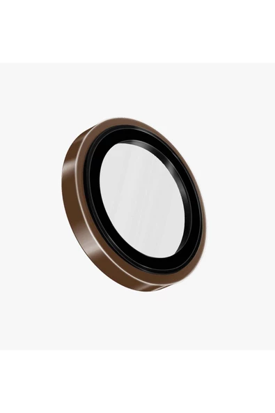 İphone 16 Pro / İphone 16 Pro Max Sapphire Lens Koruyucu Optix Prime Serisi Çelik Çerçeve  Taupe Gold