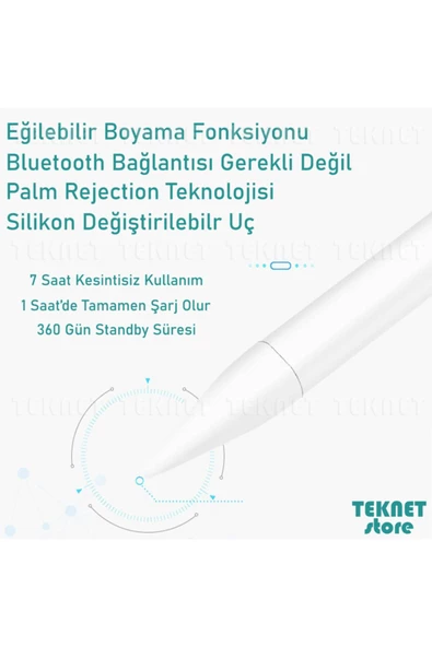 Apple Ipad 9.nesil 10.2 Özel Yazı Çizim Kalemi Palm Rejection Avuç Içi Reddetmeli Dokunmatik Kalem - 6