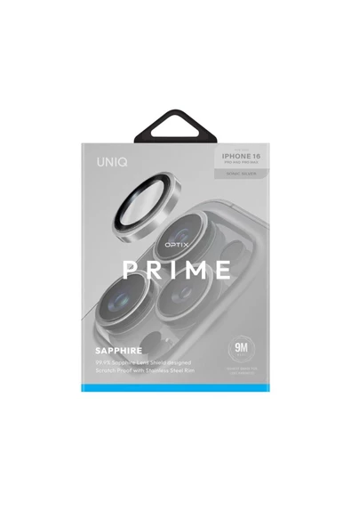 İphone 16 Pro / İphone 16 Pro Max Sapphire Lens Koruyucu Optix Prime Serisi Çelik Çerçeve  Silver - 5