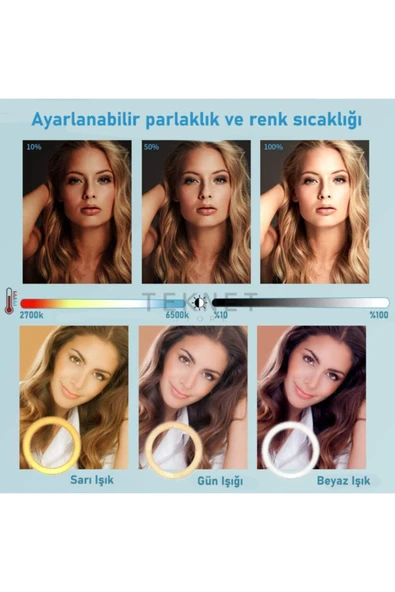 Ring Light Led Işık Halkası 21" 54 Cm Profesyonel Stüdyo Işığı Ve 210 Cm Monopod Tiktok Youtube Işık  18 inç 45 cm - 6