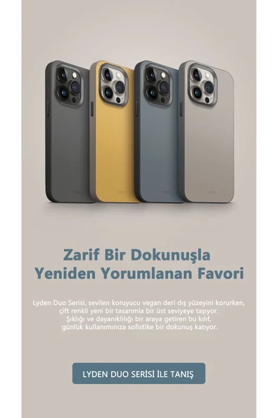 İphone 15 Pro Uyumlu Kılıf Lyden DS Serisi Vegan Deri Kaplama Magsafe Özellikli (MagClick™)  Grey Black - 4