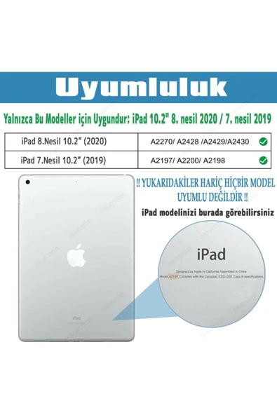 Apple Ipad 10.2 7. Ve 8.nesil Uyumlu Dönebilen Tablet Kılıfı Ekran Koruyucu Ve Dokunmatik Kalem  Mor