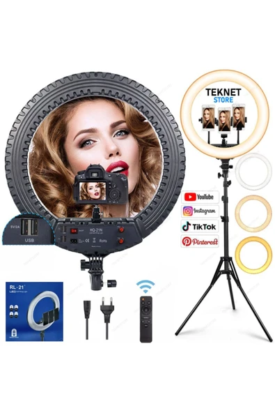 Ring Light Led Işık Halkası 21" 54 Cm Profesyonel Stüdyo Işığı Ve 210 Cm Monopod Tiktok Youtube Işık  18 inç 45 cm