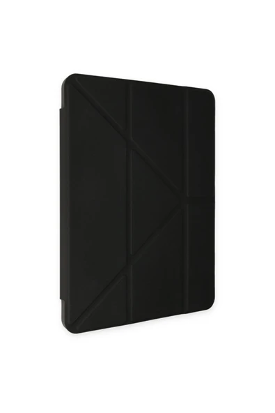 Samsung Galaxy Tab A8 10.5 Sm-x200 Kılıf Kalem Bölmeli Trifolding Silikon Case  Siyah - 3