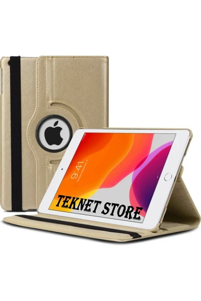 Apple Ipad 10.2 Inç 9.nesil Uyumlu 360 Dönebilen Tablet Kılıfı Ekran Koruyucu Dokunmatik Kalem Seti  Gold - 3