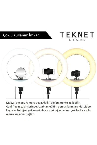 Ring Light Led Işık Halkası 21" 54 Cm Profesyonel Stüdyo Işığı Ve 210 Cm Monopod Tiktok Youtube Işık  Beyaz - 2