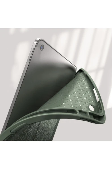 Apple iPad 8. ve 9. Nesil 10.2 inç Uyumlu Premium Deri Görünümlü Kalem Yuvalı Silikon Kılıf Lux  Lacivert - 2