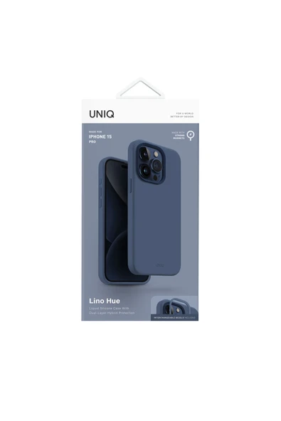İphone 15 Pro Uyumlu Kılıf Lino Hue Serisi Magsafe Özellik (MAGCLİCK™) Hibrit Silikon (SİLİCORE™)  Deep Blue - 7