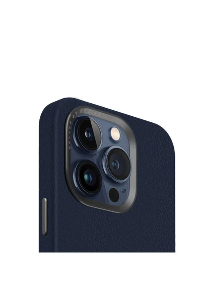 İphone 15 Pro Kılıf Uyumlu Lyden Serisi Deri Kaplama Magsafe Özellikli (MAGCLİCK™) Premium Kapak  Midnight Blue - 2