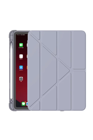 Huawei Matepad Se 10.4'' Inç Tablet Uyumlu Kılıf Katlanır Kalemlikli Standlı Uyku Modlu Akıllı Kapak  LİLA - 2
