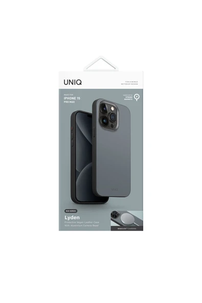 İphone 15 Pro Max Uyumlu Kılıf Lyden DS Serisi Vegan Deri Kaplama Magsafe Özellikli (MagClick™)  Blue Black - 3