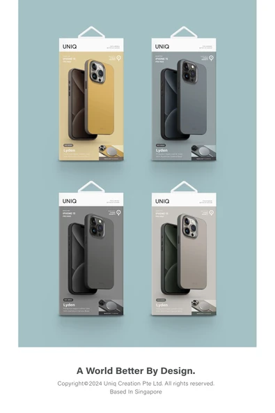 İphone 15 Pro Uyumlu Kılıf Lyden DS Serisi Vegan Deri Kaplama Magsafe Özellikli (MagClick™)  Grey Black - 6