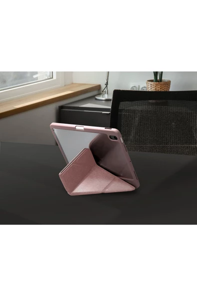 Ipad Air 11" 2024 M2 Çip Uyumlu Tablet Kılıf Moven Serisi Standlı Kalem Bölmeli Koruyucu  Pink - 4