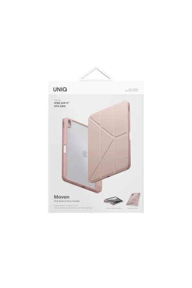 Ipad Air 11" 2024 M2 Çip Uyumlu Tablet Kılıf Moven Serisi Standlı Kalem Bölmeli Koruyucu  Pink - 5