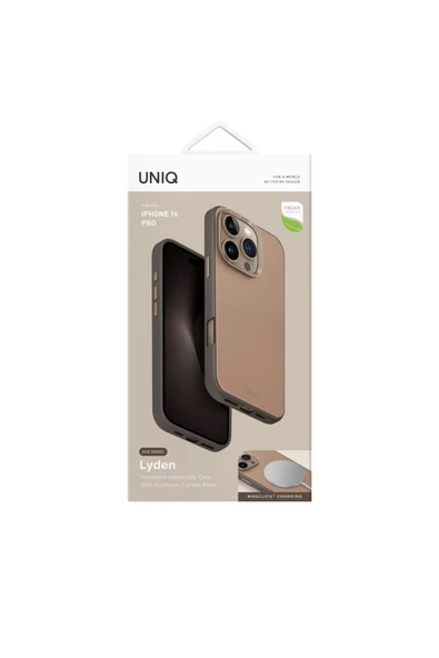 İphone 16 Pro Uyumlu Kılıf Lyden DS DualTone Serisi Vegan Deri Kaplama Magsafe Özellikli (MagClick™)  Natural Flint - 5