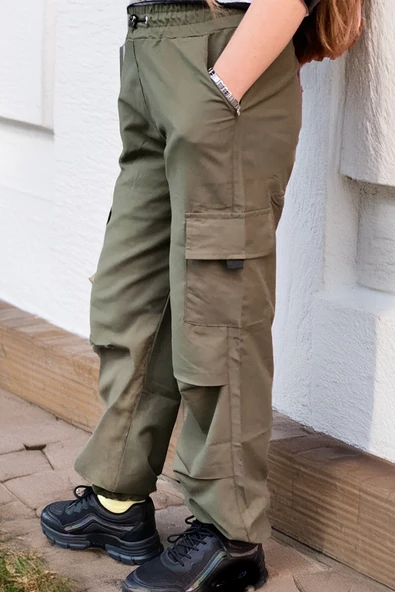 Kız Çocuk Kargo Cepli Paraşüt Pantolon 12134 - 5