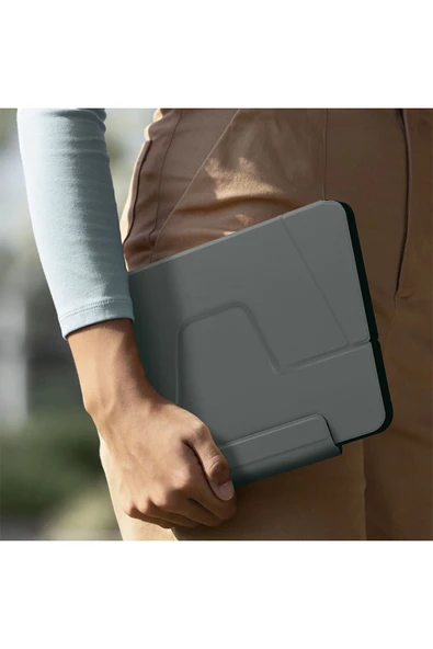 iPad Pro 11 (2024) M4 Çip Tablet Kılıf Ryze Serisi Standlı 360º Dönme Özellikli Katlanabilir Tasarım  Black - 5