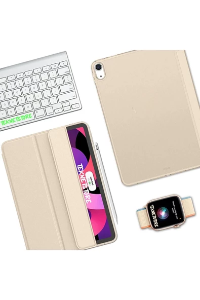 Ipad Air 6 11 Inç M2 Çip 2024 Uyumlu Tablet Kılıfı İnce Tasarım Smart Cover Standlı Akıllı Kapak  Gold - 8