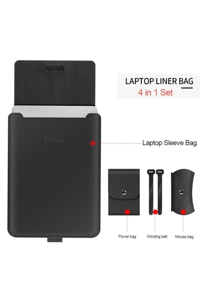 Macbook Air 13.6 Inç M2-M3-M4 Çip 2022/2024/2025 A2681 A3113 A3240 Kılıf Çanta Stand Mıknatıs Kapak  13 - 14,9 inç LACİVERT - Resim 5