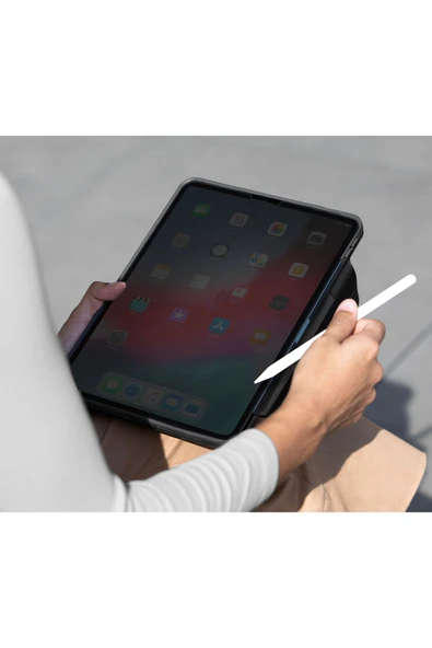 iPad Pro 11 (2024) M4 Çip Tablet Kılıf Ryze Serisi Standlı 360º Dönme Özellikli Katlanabilir Tasarım  Black - 3