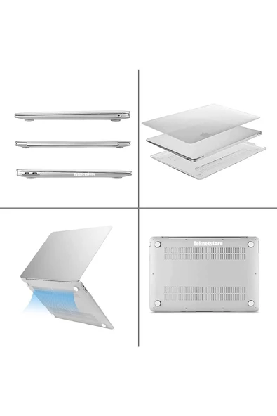 Apple Macbook Air 15 Inç M2-m3 Çip 2023/2024 A2941 A3114 Uyumlu Şeffaf Kılıf Koruyucu Kapak Parlak  Şeffaf - Resim 3