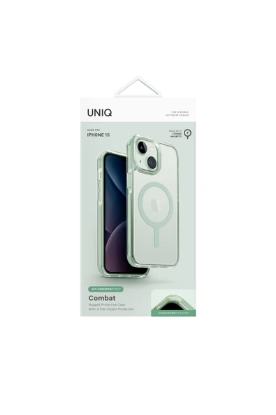 İphone 15 Kılıf Combat Serisi Üç Katmanlı Magsafe Özellikli (MagClick™) Koruyucu Kılıf  Mint Green - 2