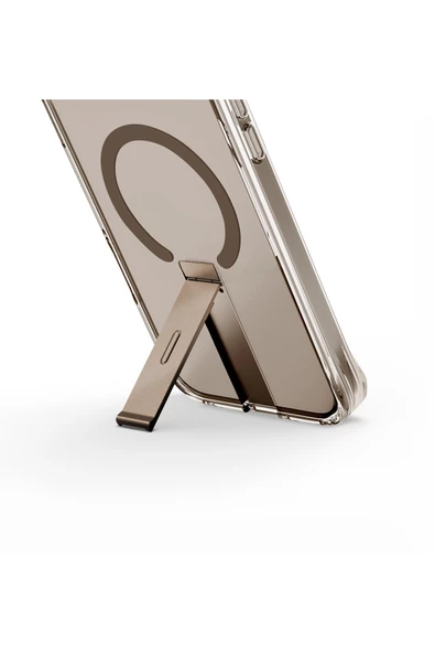 İphone 16 Pro Max Kılıf Eleva Serisi Standlı Magsafe Özellikli (MagClick™) Premium Kılıf  Taupe Gold - 3
