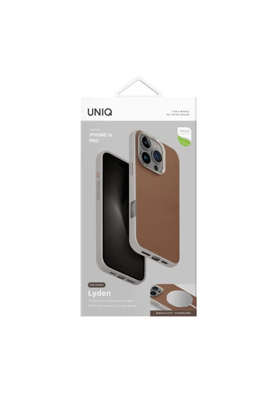 İphone 16 Pro Uyumlu Kılıf Lyden DS DualTone Serisi Vegan Deri Kaplama Magsafe Özellikli (MagClick™)  Caramel - 6