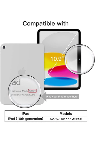 IPad 10.Nesil 10.9 İnç 2022 Uyumlu Kılıf Kalem Bölmeli Uyku Modlu Standlı Silikon A2757 A2777 A2696  PUDRA - 2