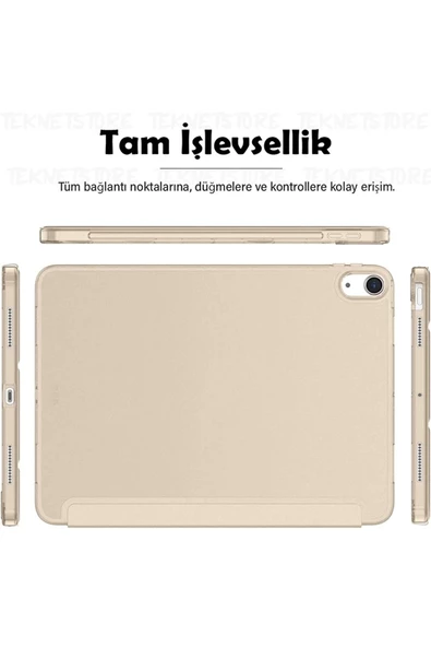 Ipad Air 6 11 Inç M2 Çip 2024 Uyumlu Tablet Kılıfı İnce Tasarım Smart Cover Standlı Akıllı Kapak  Gold - 5