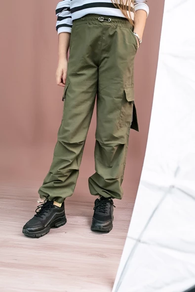 Kız Çocuk Kargo Cepli Paraşüt Pantolon 12134 - 4