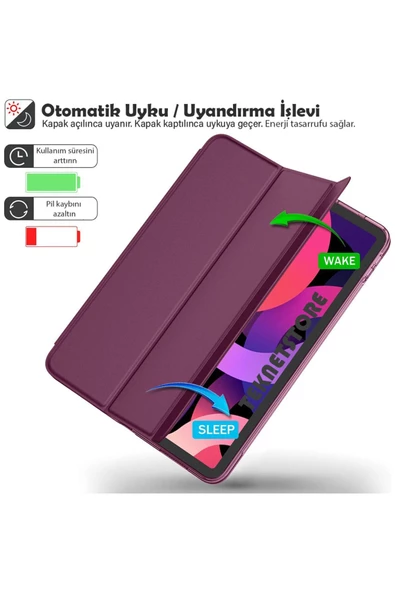 Ipad Air 6 11 Inç M2 Çip 2024 Uyumlu Tablet Kılıfı İnce Tasarım Smart Cover Standlı Akıllı Kapak  Mürdüm - 4