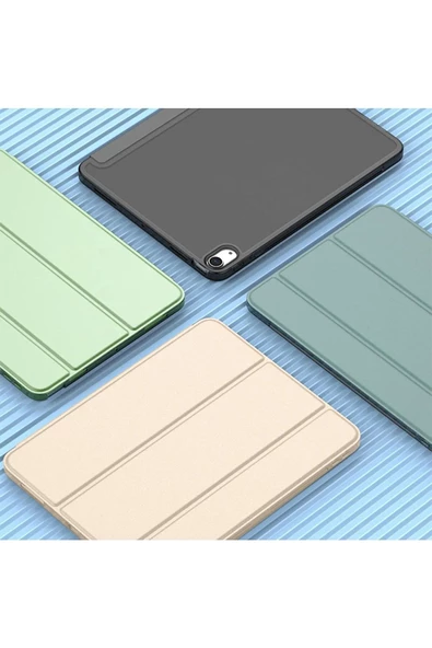 Ipad Air 6 11 Inç M2 Çip 2024 Uyumlu Tablet Kılıfı İnce Tasarım Smart Cover Standlı Akıllı Kapak  Gold - 7