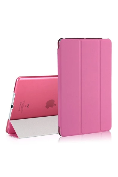 Apple Ipad Air 1 / 2 Ipad Nesil 9.7 Kılıf Pu Deri Smart Case A1566 A1567 Gri  Pembe