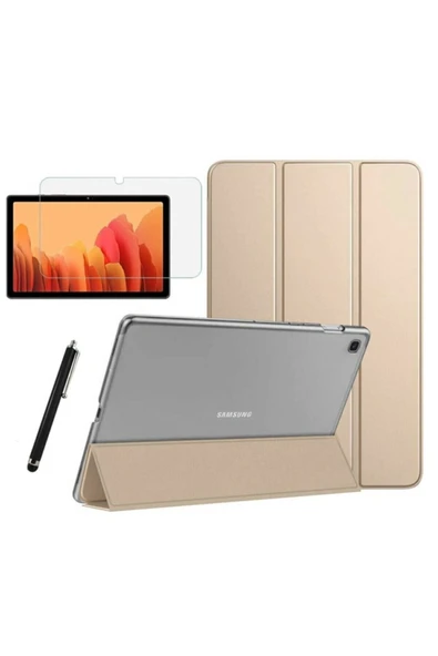 Samsung Galaxy Tab A8 10.5 Inç Sm-x200 Smart Kapak Katlanabilir Kılıf+ekran Koruyucu+kalem  Gold