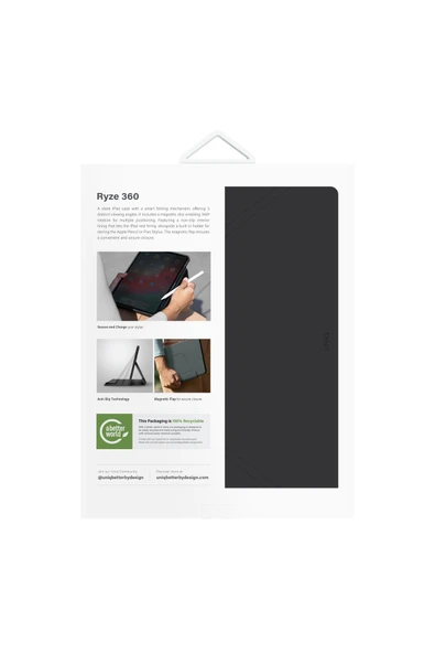 Ipad Air 13" 2024 M2 Çip Tablet Kılıf Ryze Serisi Standlı 360º Dönme Özellikli Katlanabilir Tasarım  Black - Resim 8