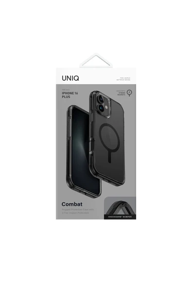 İphone 16 Kılıf Combat Serisi Üç Katmanlı Magsafe Özellikli (MagClick™) Koruyucu Kılıf  Smoke - 5