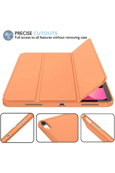 IPad 10.Nesil 10.9 İnç 2022 Uyumlu Kılıf Kalem Bölmeli Uyku Modlu Standlı Silikon A2757 A2777 A2696  LAVANTA - 2