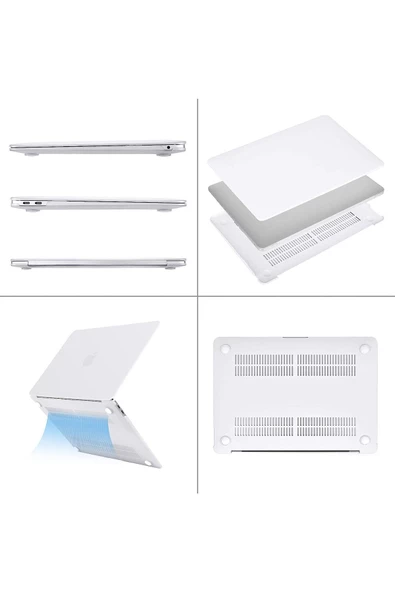 Apple Macbook Air M3 13.6 Inç 2024 M3 Çip A3113 Uyumlu Siyah Şeffaf Kılıf Koruyucu Sert Kapak Parlak  Mat Şeffaf - 4