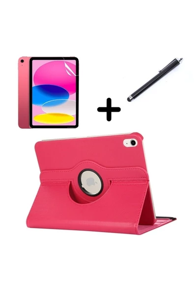 Apple Ipad 10. Nesil 10.9 2022 (a2696 A2757 A2777) Uyku Modlu Dönen Tablet Kılıfı Ekran Kalem  Kırmızı - 4