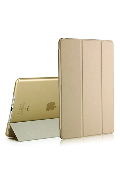 Apple Ipad Air 1 / 2 Ipad Nesil 9.7 Kılıf Pu Deri Smart Case A1566 A1567 Gri  Gold