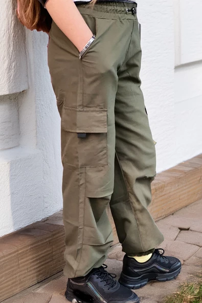 Kız Çocuk Kargo Cepli Paraşüt Pantolon 12134 - 2