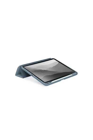 Ipad Air 11" 2024 M2 Çip Uyumlu Tablet Kılıf Moven Serisi Standlı Kalem Bölmeli Koruyucu  Stone Blue - 3